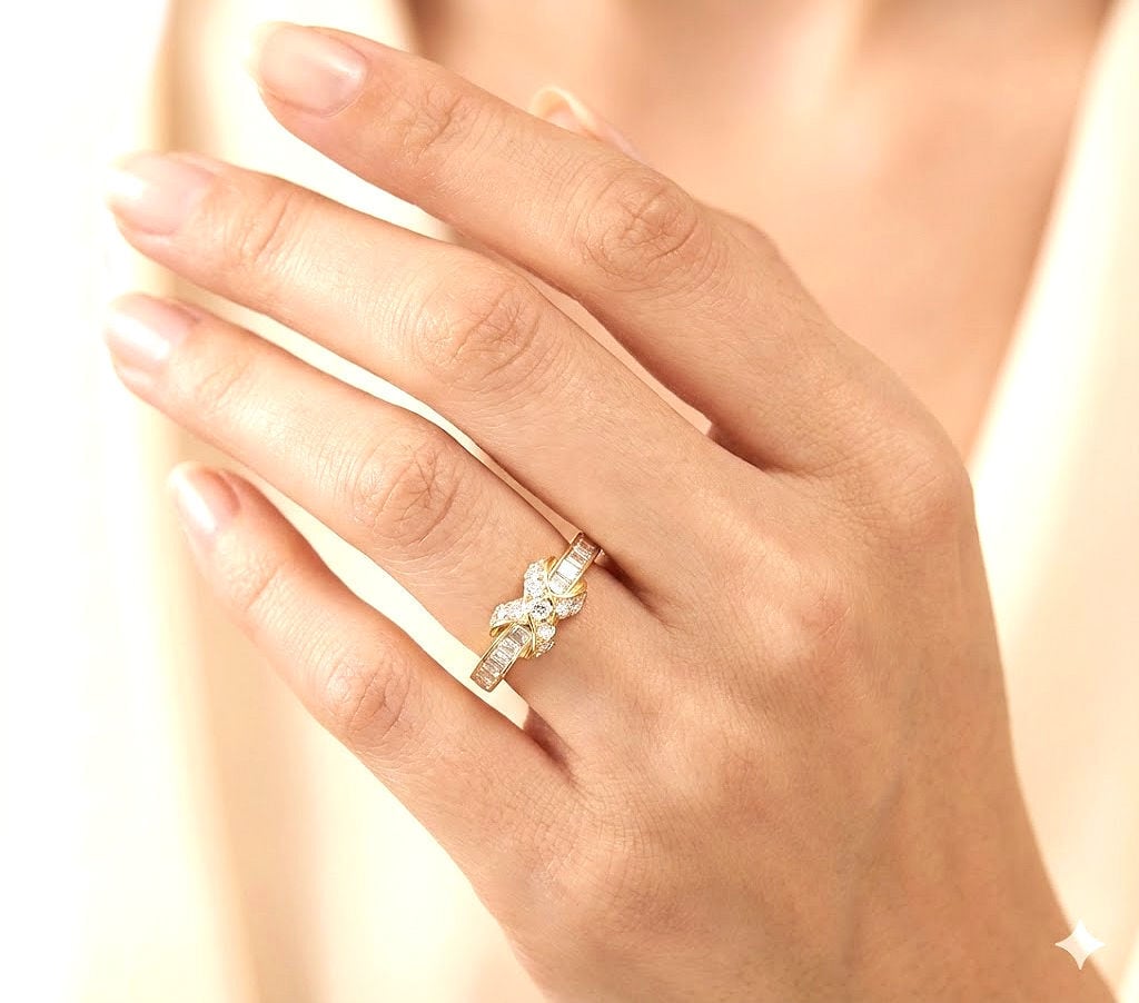 TIFFANY ティファニー K18 YG シグネチャー ダイヤモンド Xバンド