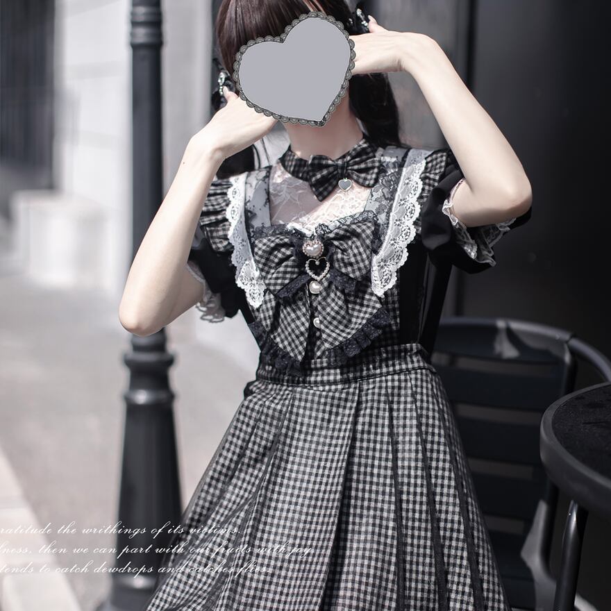 クラロリ 地雷系 ブラウス レース リボンタイ付属 制服 ゴシック 普段着使い 可愛いファッション