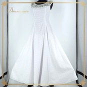 フラダンス 衣装 ワンピース ドレス ホワイト系 CC Fashions ハワイ製 かわいい 刺繍 レース 花柄 フレア ワンカラー オールホワイト ノースリーブ 大人っぽい さわやか 軽やか 上品 透け感 白 フラ ダンス レッスン 練習 フラダンス衣装 ハワイ製 大人用 ドレス ワンピース おしゃれ 衣装 レディース フレアドレス 白ドレス お呼ばれ 刺繍ドレス