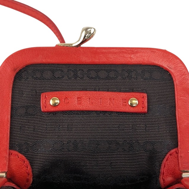 CELINE セリーヌ ショルダーバッグ レッド ブラゾン レザー ミニバッグ がま口 ポシェット vintage ヴィンテージ オールド nphuik
