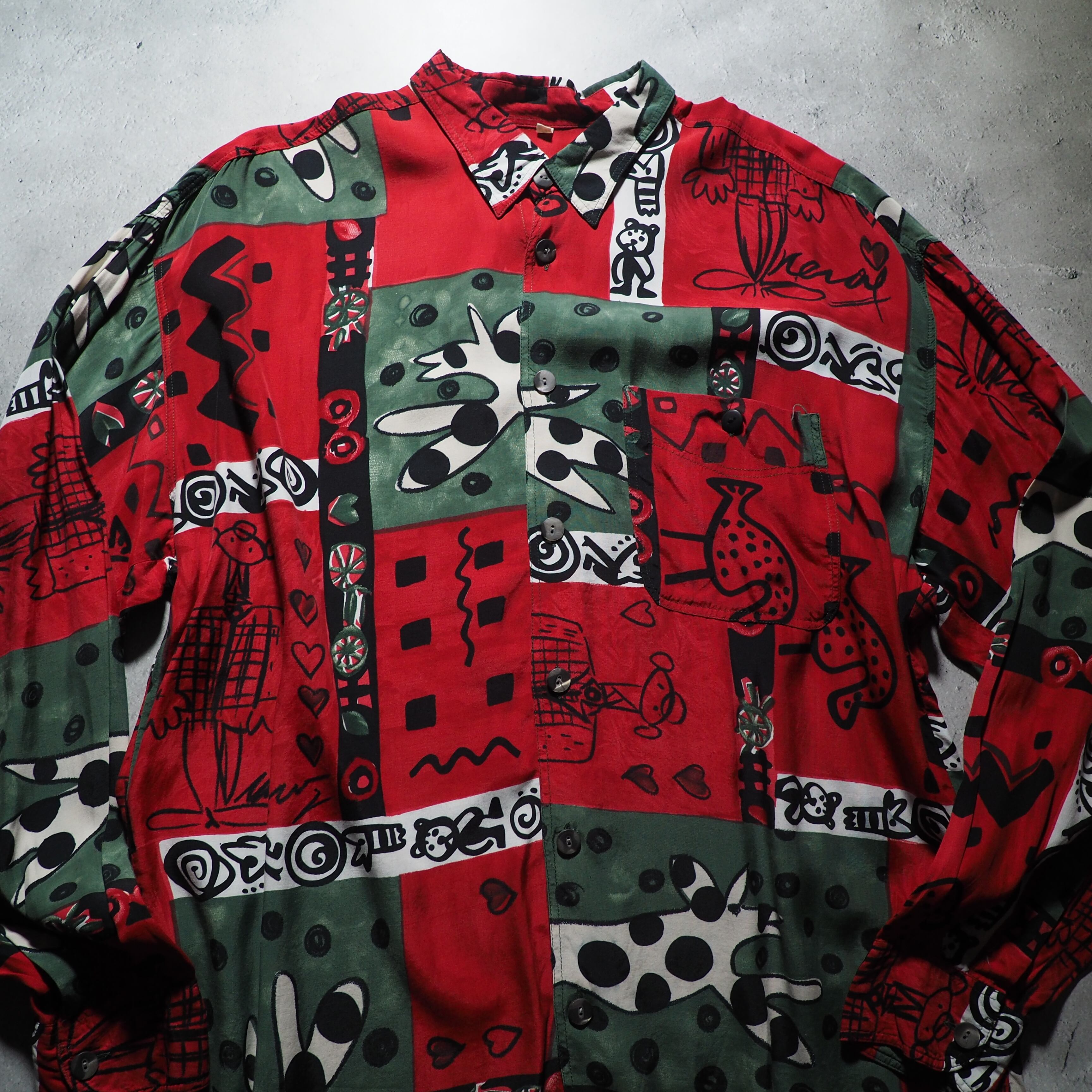 1990s Modern Retro art Painting vintage Drape loose shirt