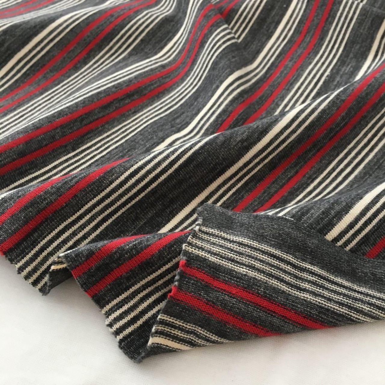 綿100スペックボーダー天竺ニット生地-1m-curl tricot　KX/6794