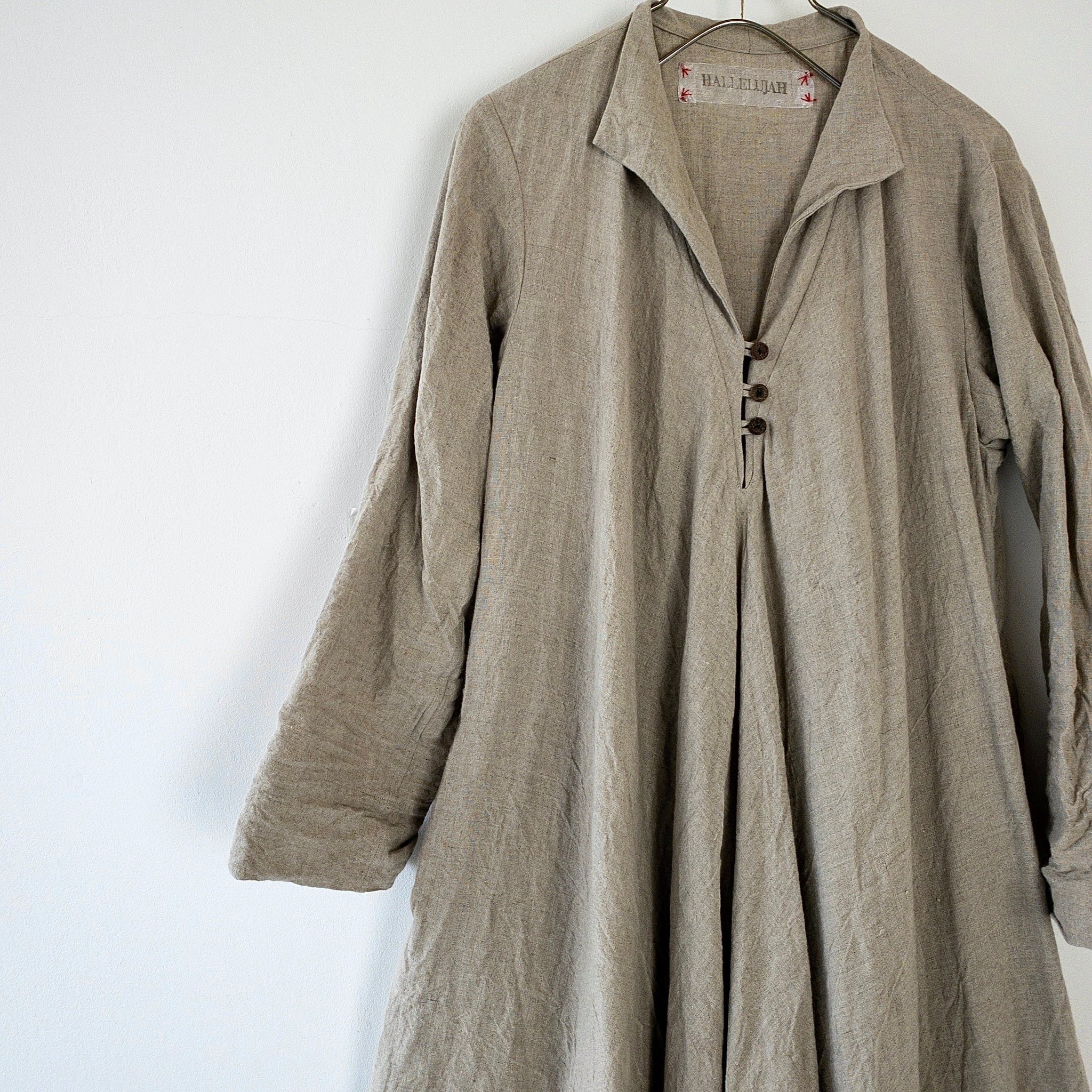 小間使いリネンワンピース（衿付）col.Flax | リネン服とオーロラ