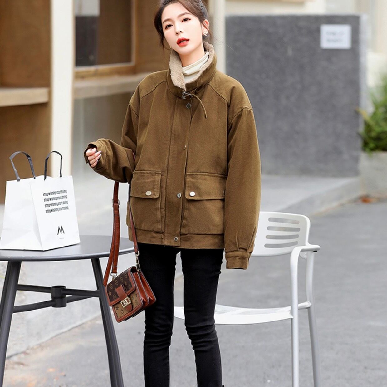 アウター レディース ジャケット ジャンバー デニムジャケット 襟付き