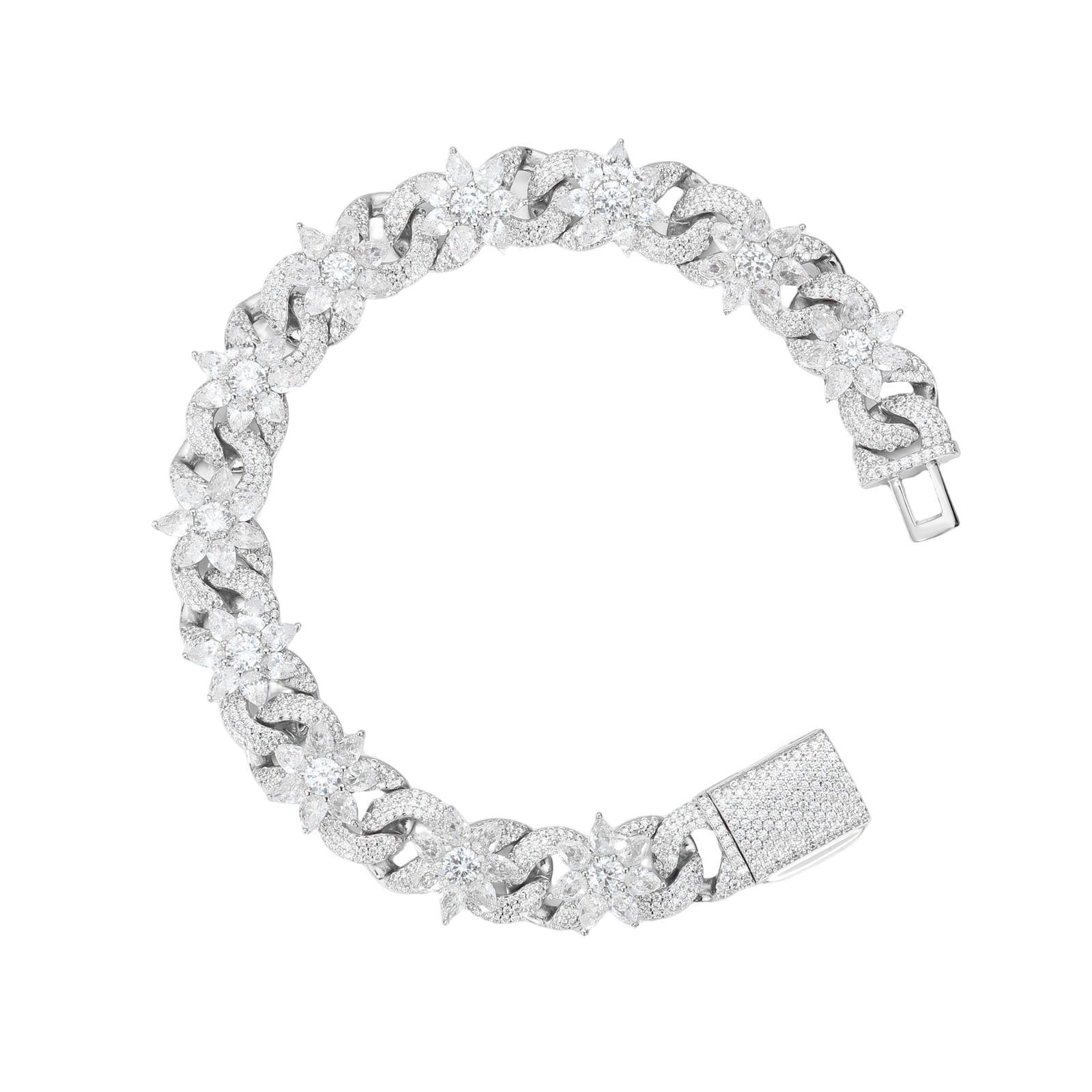 Moissanite Skull Bracelet Brass Luxury Iced Out モアサナイト