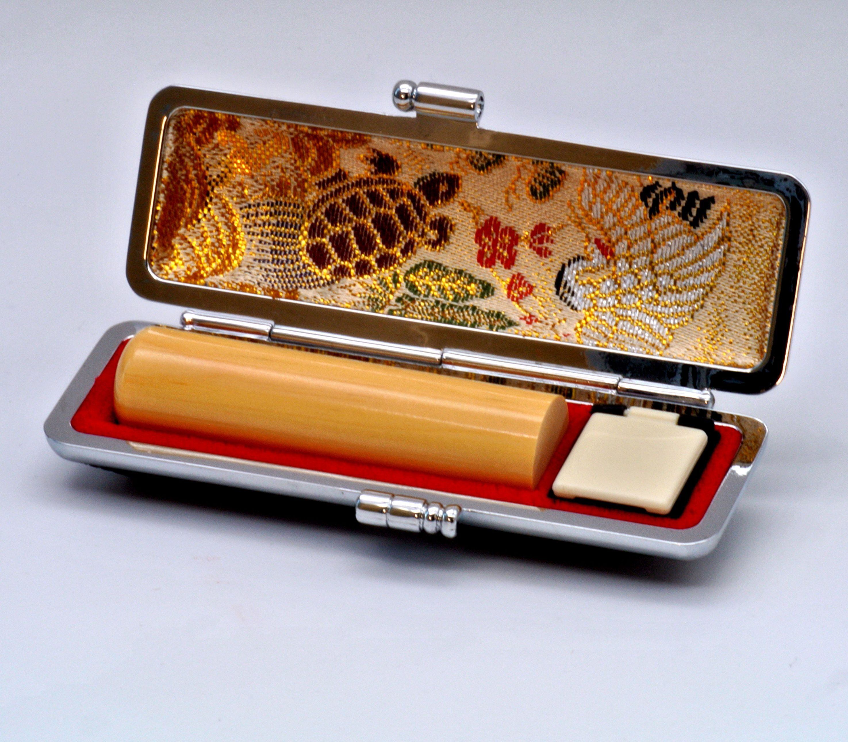 実印】フルネーム 御蔵島本柘 15.0 mm丸 （高級本革ケース付き