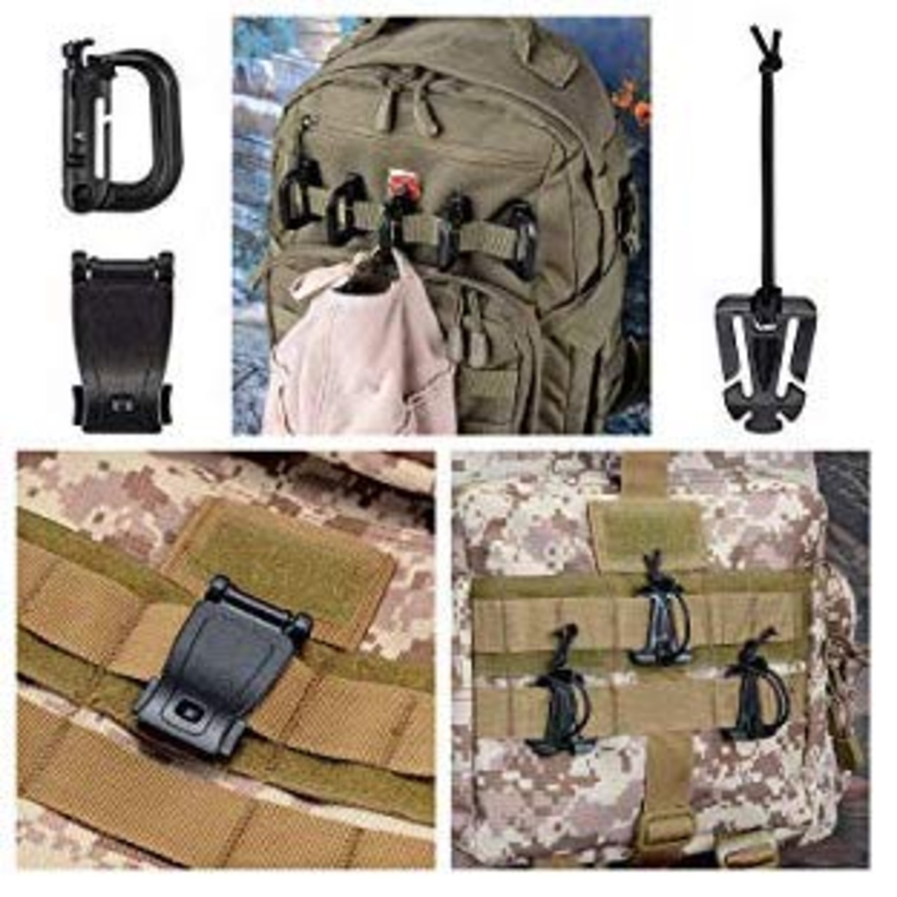 ウェブドミネーター Dリング MOLLE対応 360 回転 Dリング ウェビングクリップ ギアクリップ 高強度軽量 カラビナ グリムロックトリング&バックル アルミ合金 カラビナキー,PALSウェビング対応 バックロック吊り アウトドア用 パック用(30個セット)