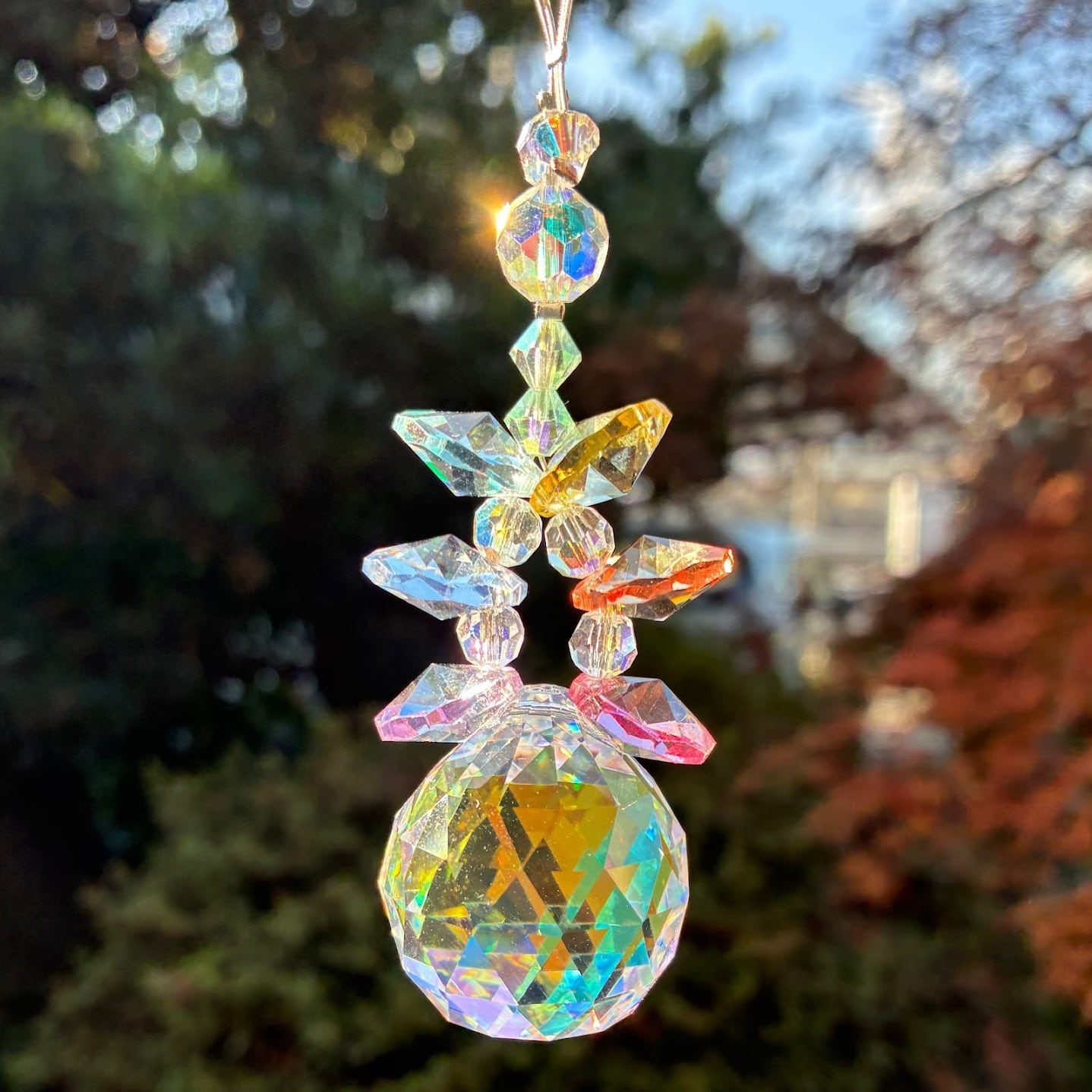 * 虹色サンキャッチャー* スタンド付き（ゴールドカラー）　2025.能登半島地震支援品　限定２０個