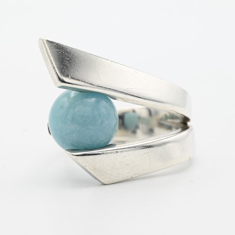 Amazonite Accent Fancy Graceful Design Ring #13.5 / Denmark