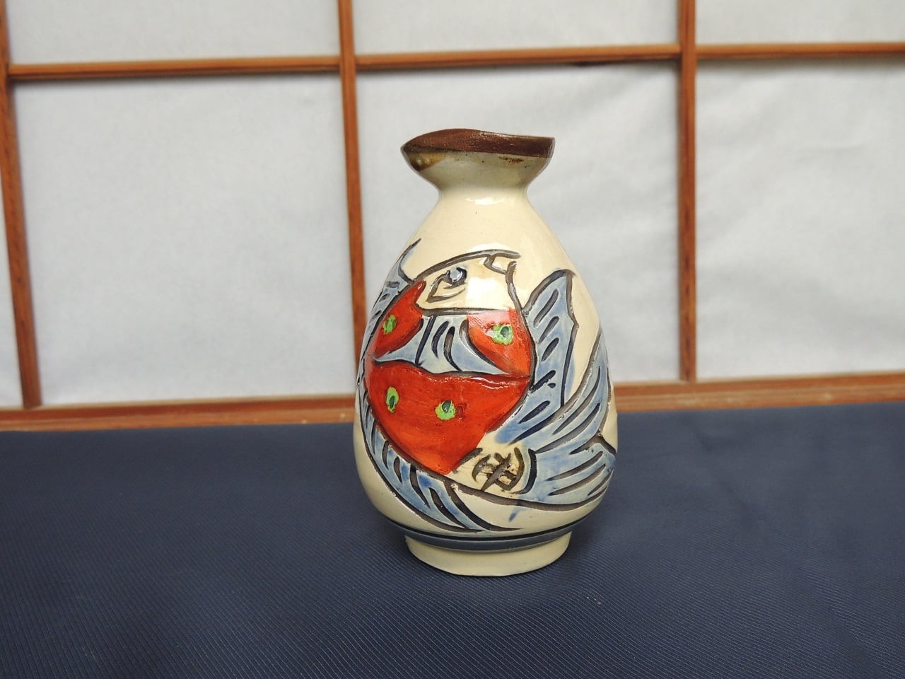 琉球　沖縄　壺屋焼　【故】新垣勉作　赤絵海老紋壺　ヤチムン　やちむん 新垣榮三郎 琉球 沖縄 壺屋焼 【故】新垣勉作 赤絵海老紋壺 ヤチムン