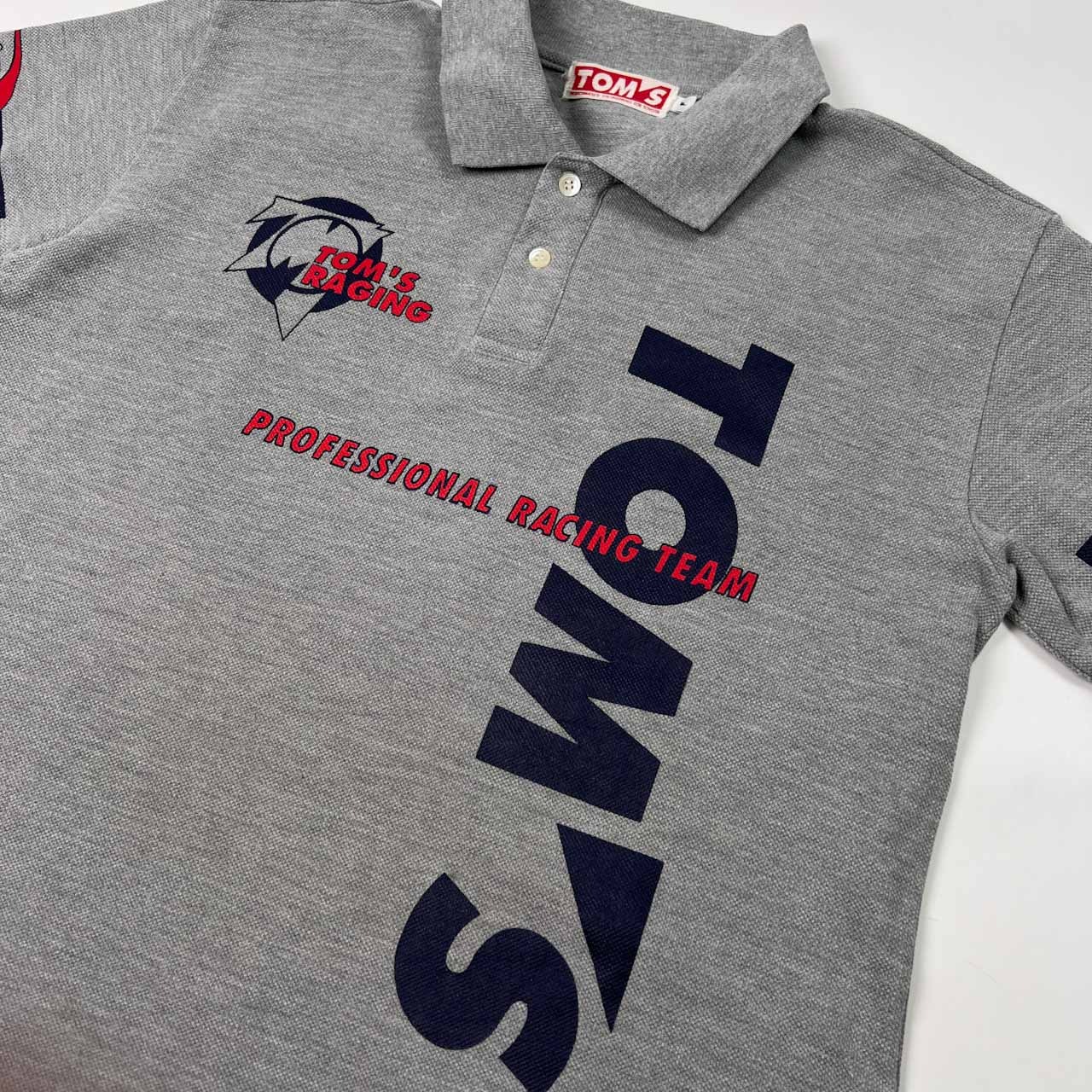 希少!!レア!! 当時物 TOM'S RACING トムスレーシング TOYOTA トヨタ 半袖 ポロシャツ F フリーサイズ /グレー/ビンテージ