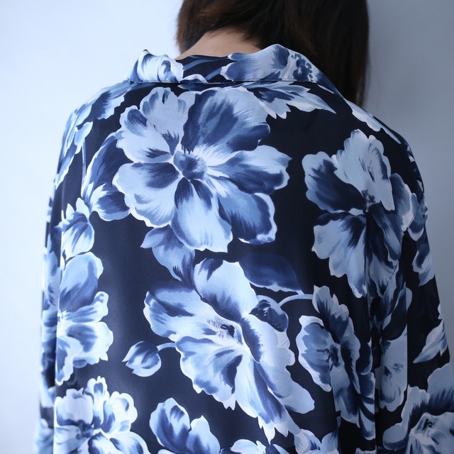 beautiful flower pattern over silhouette see-through shirt