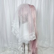 ♡【全5色】ヴェール別売り ぽんぽん付き ダブルリボン フリルレースヘッドドレス light blue×pink ♡