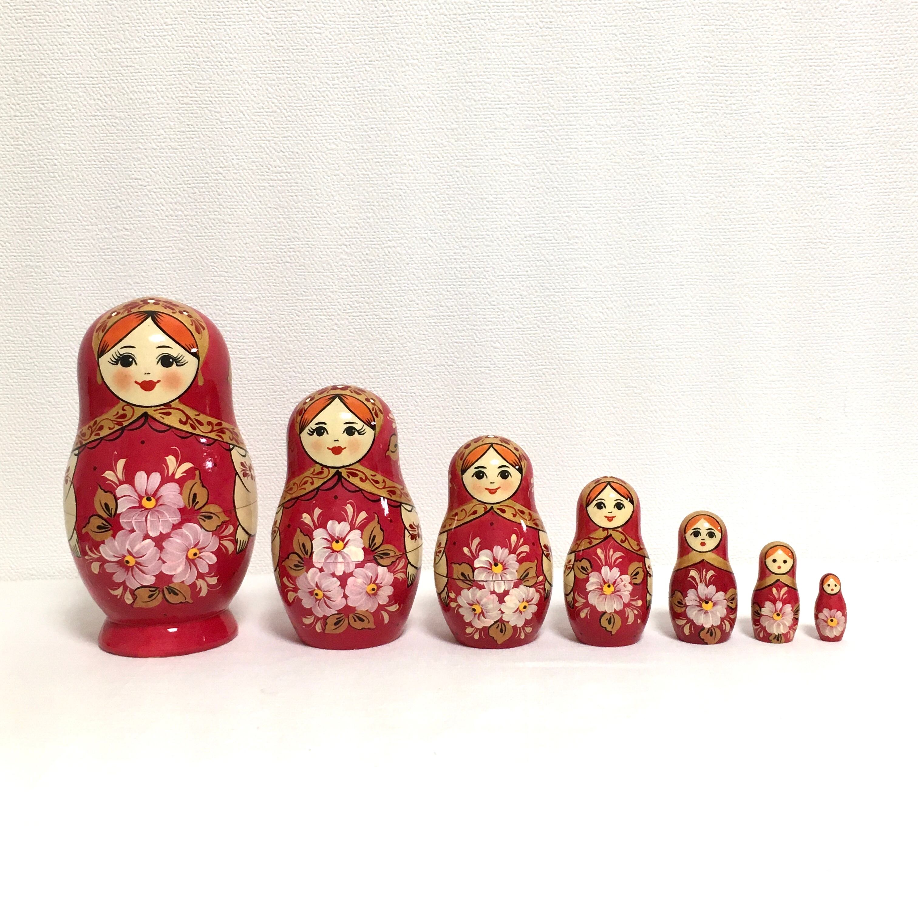 新品 ロシア キーロフ マトリョーシカ お花 7体セット 14cmサイズ