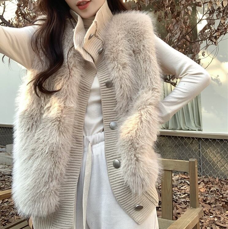 トップス ベスト もこもこアウター ミディアム丈 ミドル丈 レギュラー