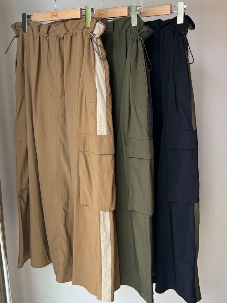 【送料無料】RILATO(リラート) ウエストドロストサイドラインカーゴスカート カーゴ ロングスカート  手洗い可能 R25316