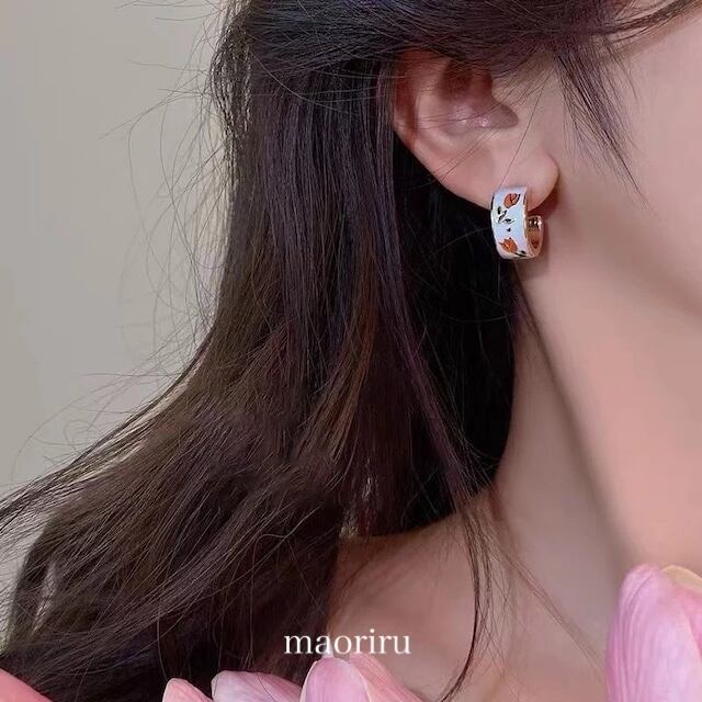 金アレ対応 レトロフラワーフープピアス (091)