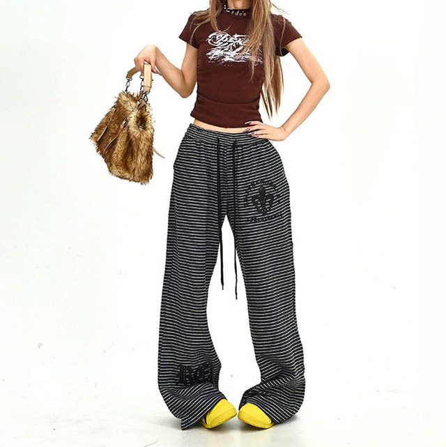 バックグラフィックボーダーワイドレッグパンツ 1col   R01903