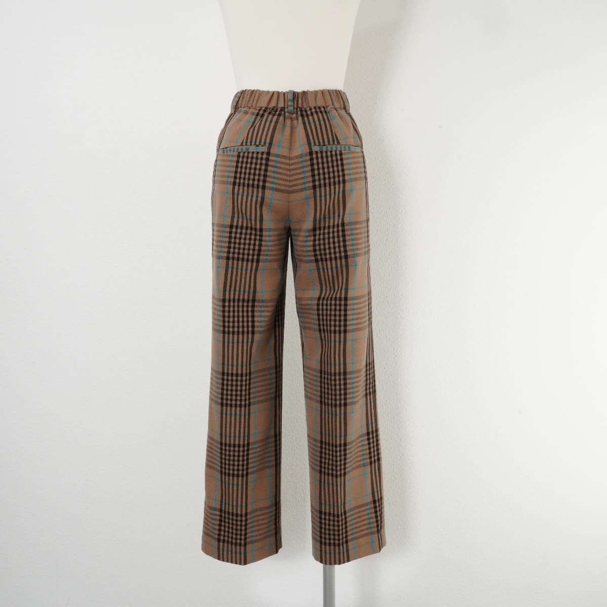 AMERI アメリ CHEERFUL CHECK PANTS チアフルチェックパンツ ストレート ワイド ベージュブラウン |  「フクル」ファッションブランドユーズドセレクトショップ powered by BASE