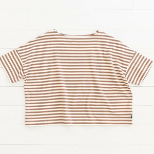 Over size border T-shirt (cafe au lait×kinari)