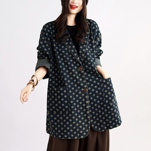 POLKA DOT RELAXED LONG SLEEVE BLAZER JACKET M-18426