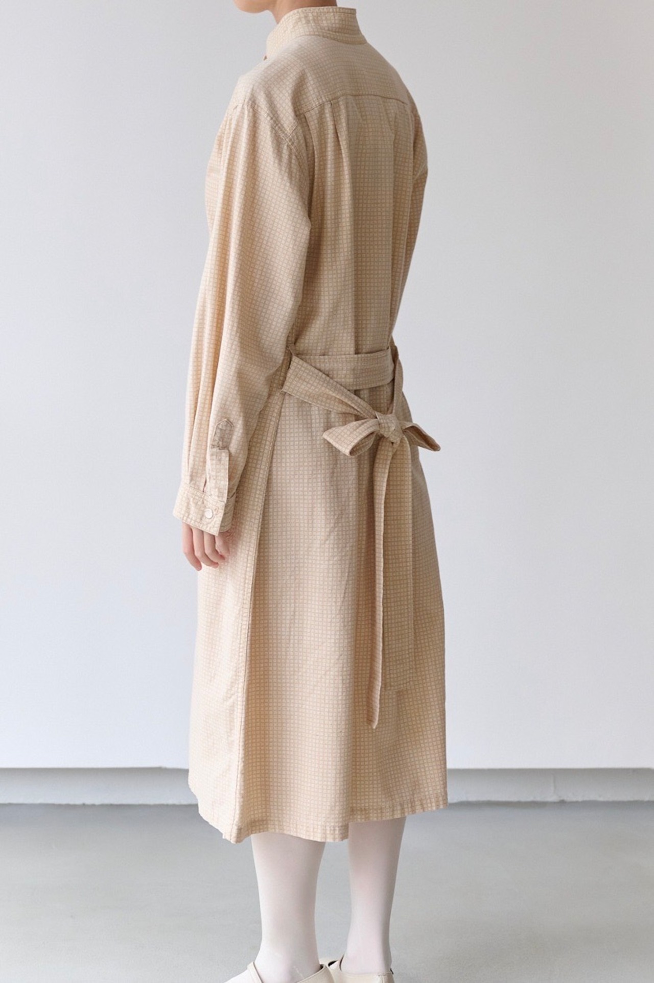Vuokko geometric mini check belted shirt dress