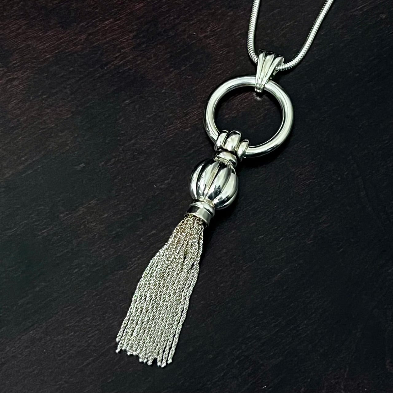 VINTAGE TIFFANY & CO. Tassel Pendant Necklace Snake Chain Sterling