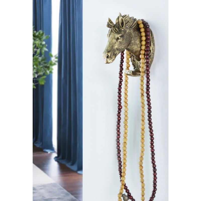ウォールフック アニマル 壁掛けフック アンティークゴールド 馬 鹿