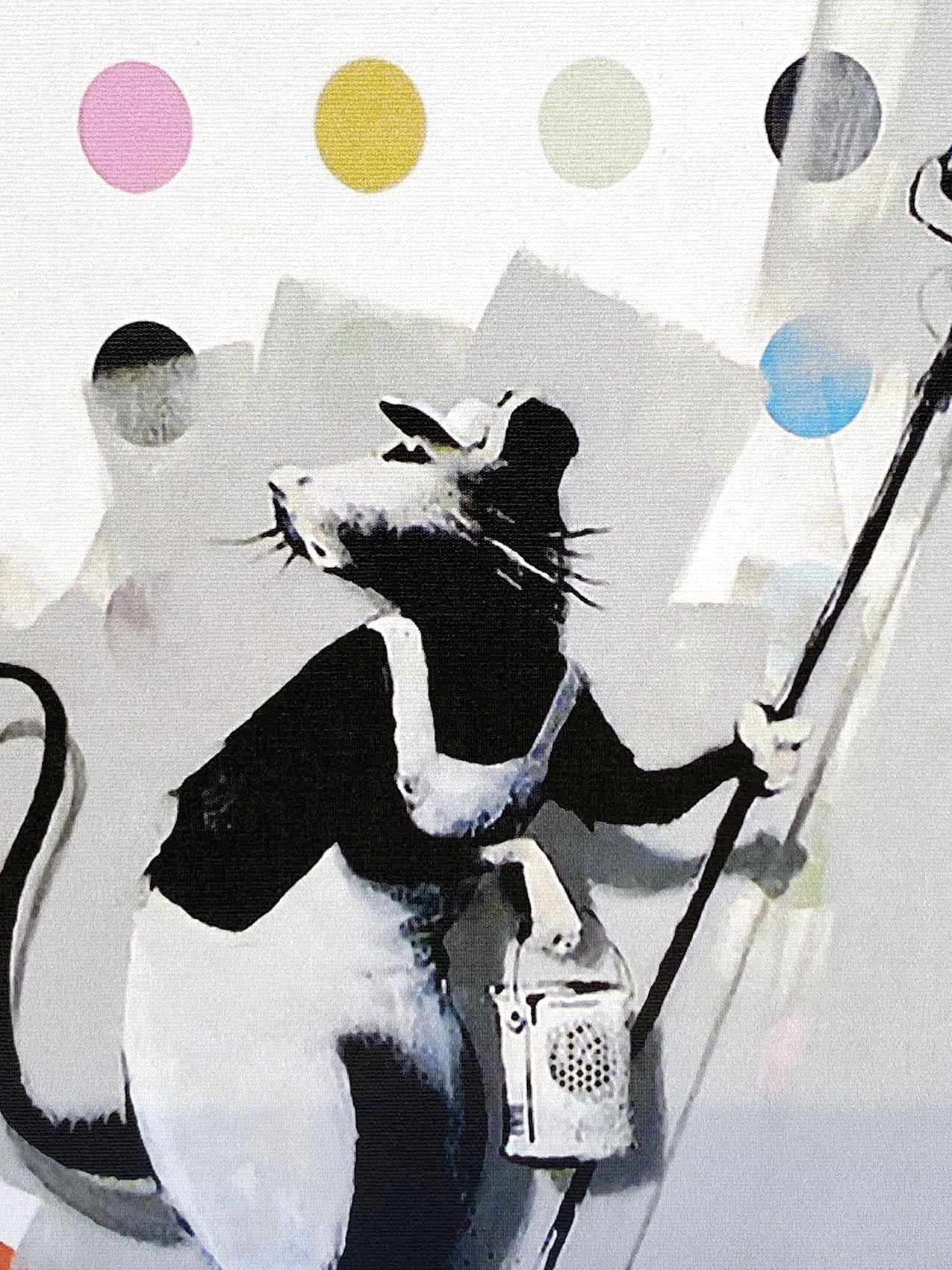 バンクシー「ドット ラット/Dots Rat」展示用フック付きキャンバス