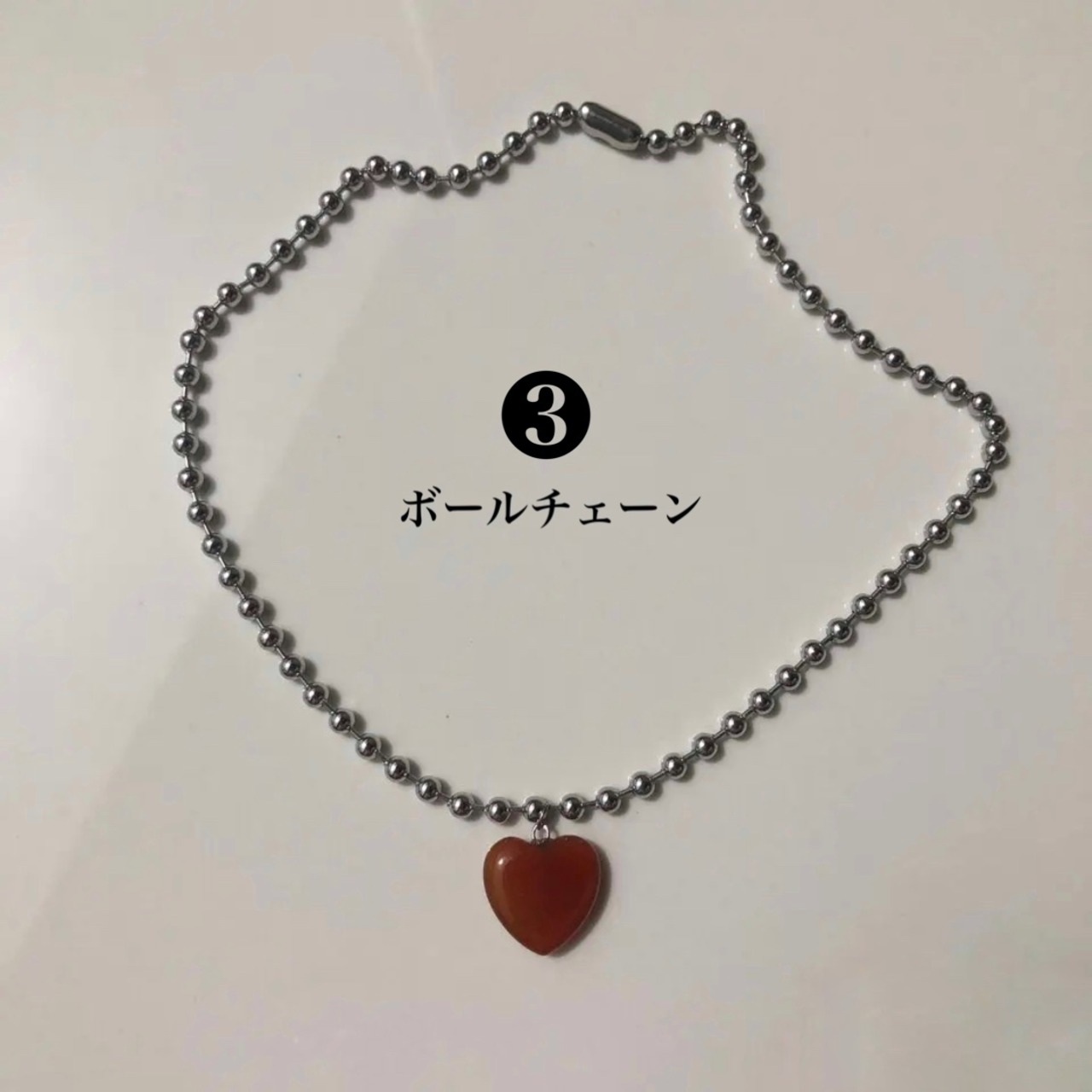 【自分でカスタム】ハートチャーム　ロングネックレス ［SSN016］