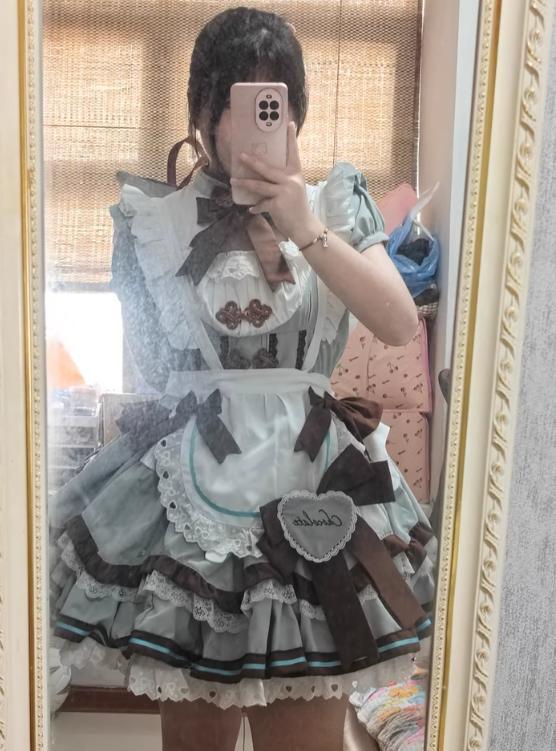 めかぶ様♡コメント制♡ハンドメイド♡ゆめかわミンクファーフリルツイン ゆめかわ♡フリルチャイナメイド服 kos27☆ | PAY ID