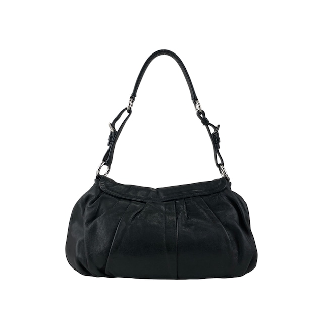 PRADA プラダ ショルダーバッグ ブラック フロントバックル レザー セミショルダーバッグ vintage ヴィンテージ オールド 4b8iuy