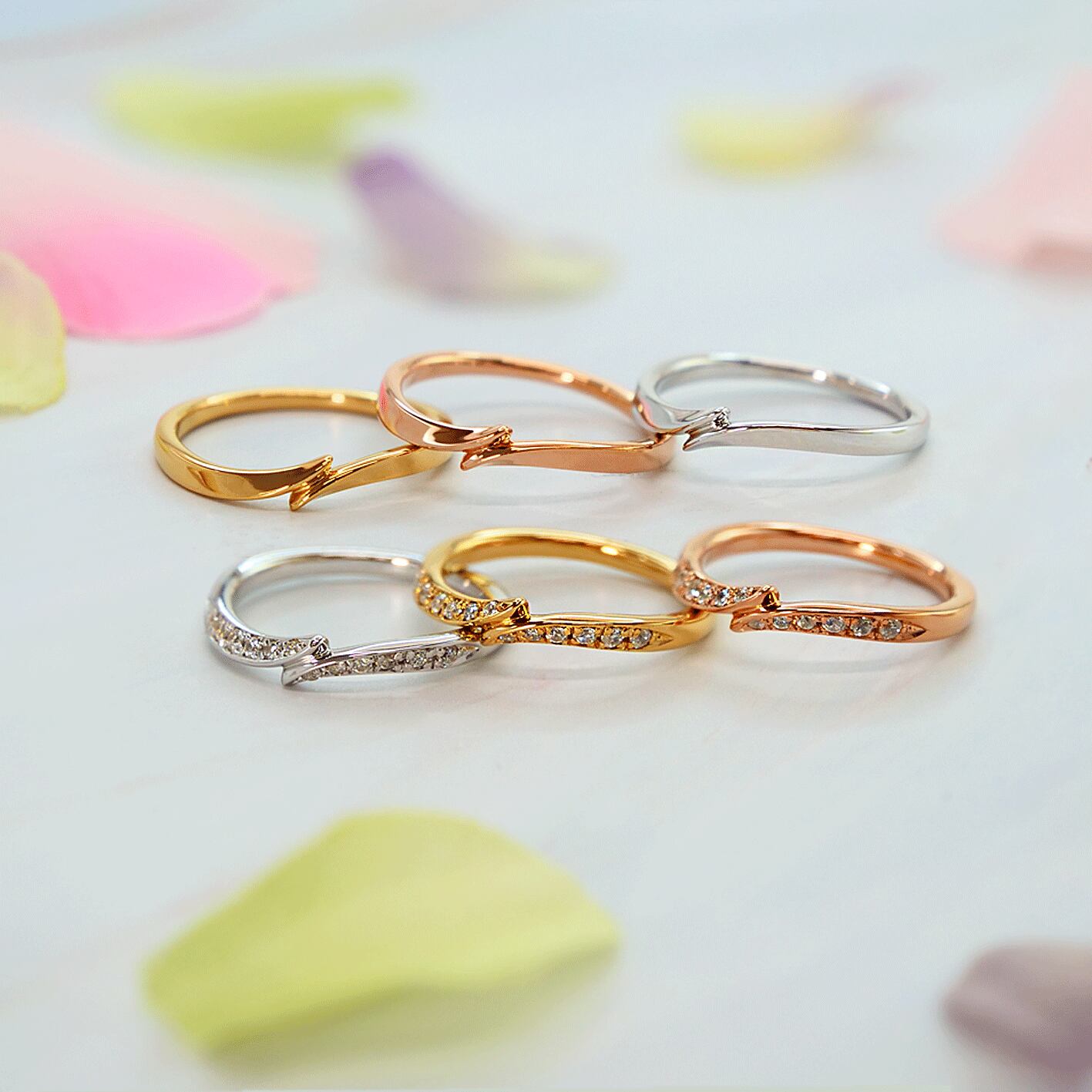 【K10ゴールド 結婚指輪 マリッジリング】K10 YG PG WG モアサナイト 結婚指輪  マリッジリング ペアリング　シリーズ024