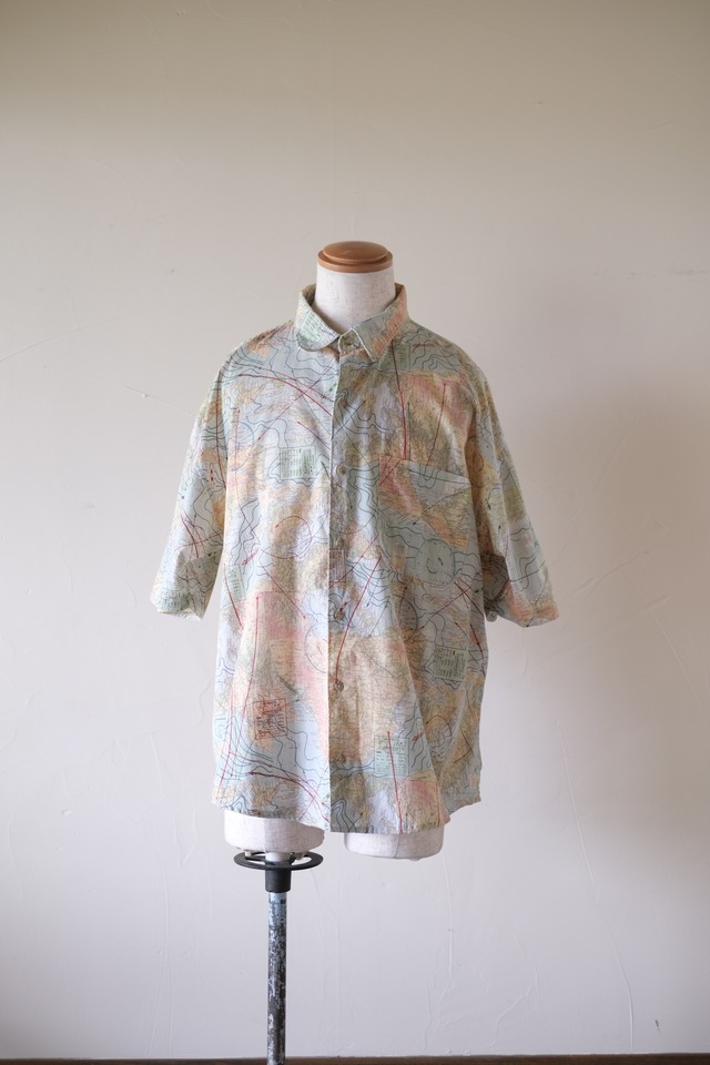 00s Map Print Cotton Shirt "Banana Republic"