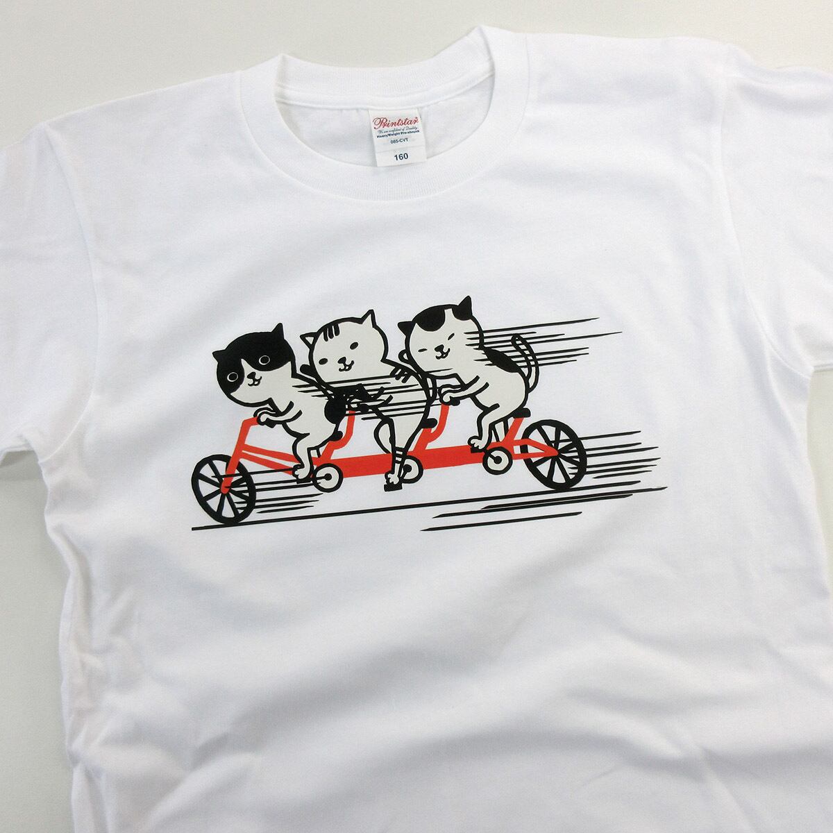 自転車ネコ Tシャツ おもしろ 猫 Tシャツ cat35 猫服 ゆるキャラ ねこ柄 猫柄