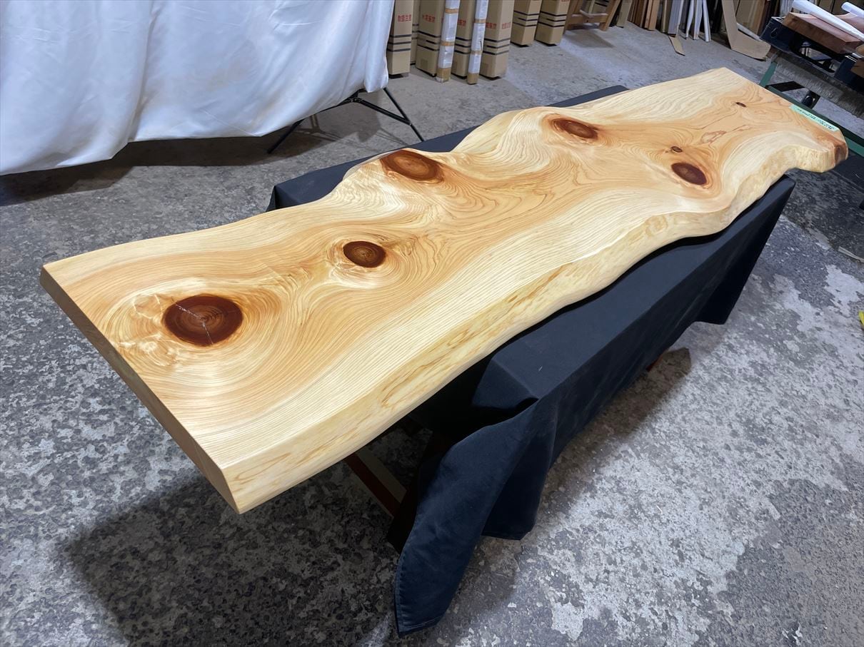 桧3960 一枚板無垢 乾燥材 2180x420-460-360x40mm ヒノキ 檜