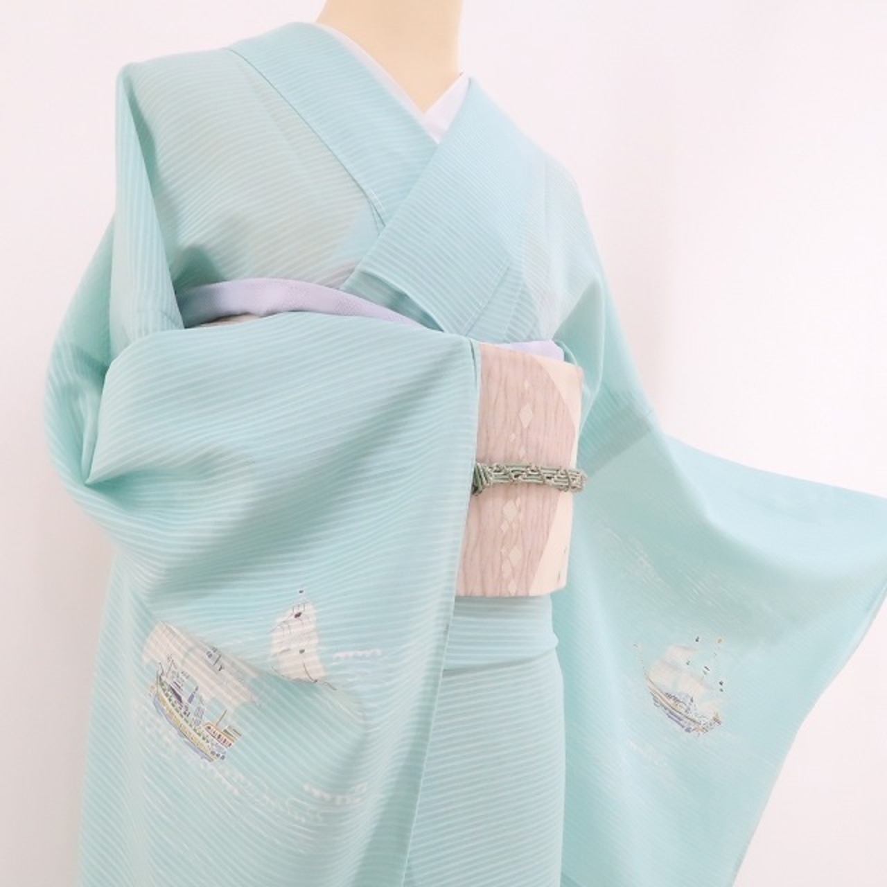 新品 変則絽 南蛮船 夏着物“異国の風に想いを馳せてまだ見ぬ自分に身を 