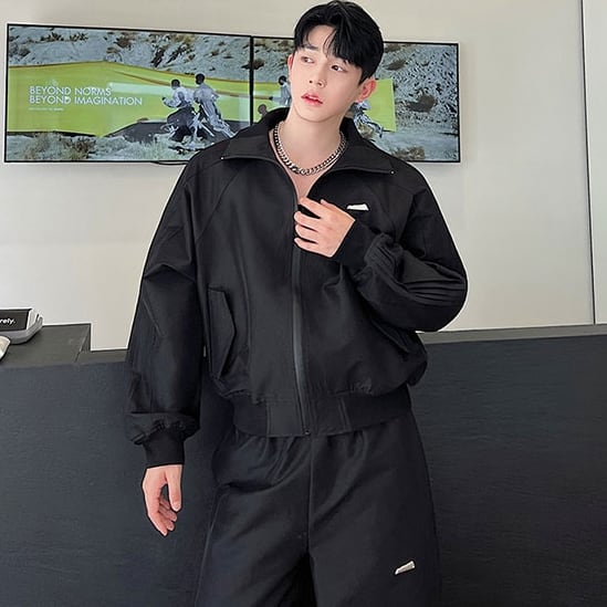 予約販売】メンズ セットアップ 上下 ジャージ スエット 長袖 無地 黒