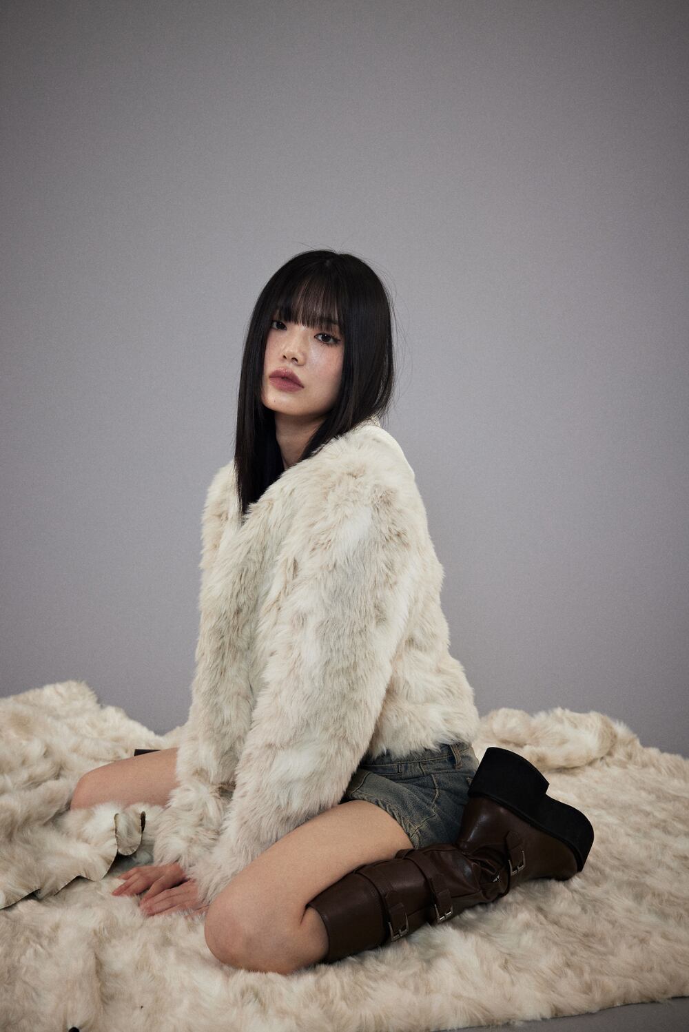 中古][as”on] FUR JACKET / IVORY 正規品 韓国ブランド 韓国通販 韓国