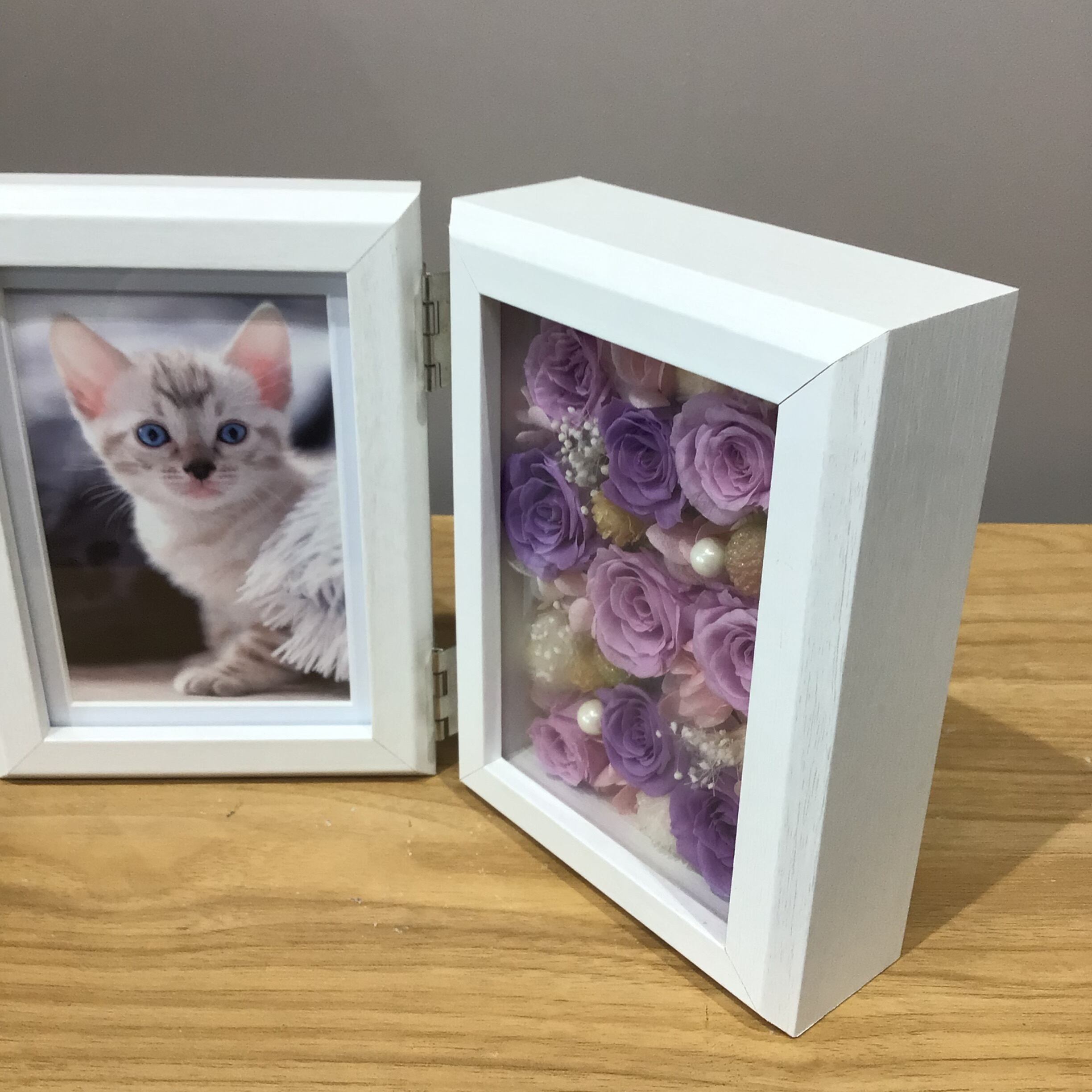 プリザーブドフラワー フォトフレームSサイズ 縦 （ピンク系・ブルー系