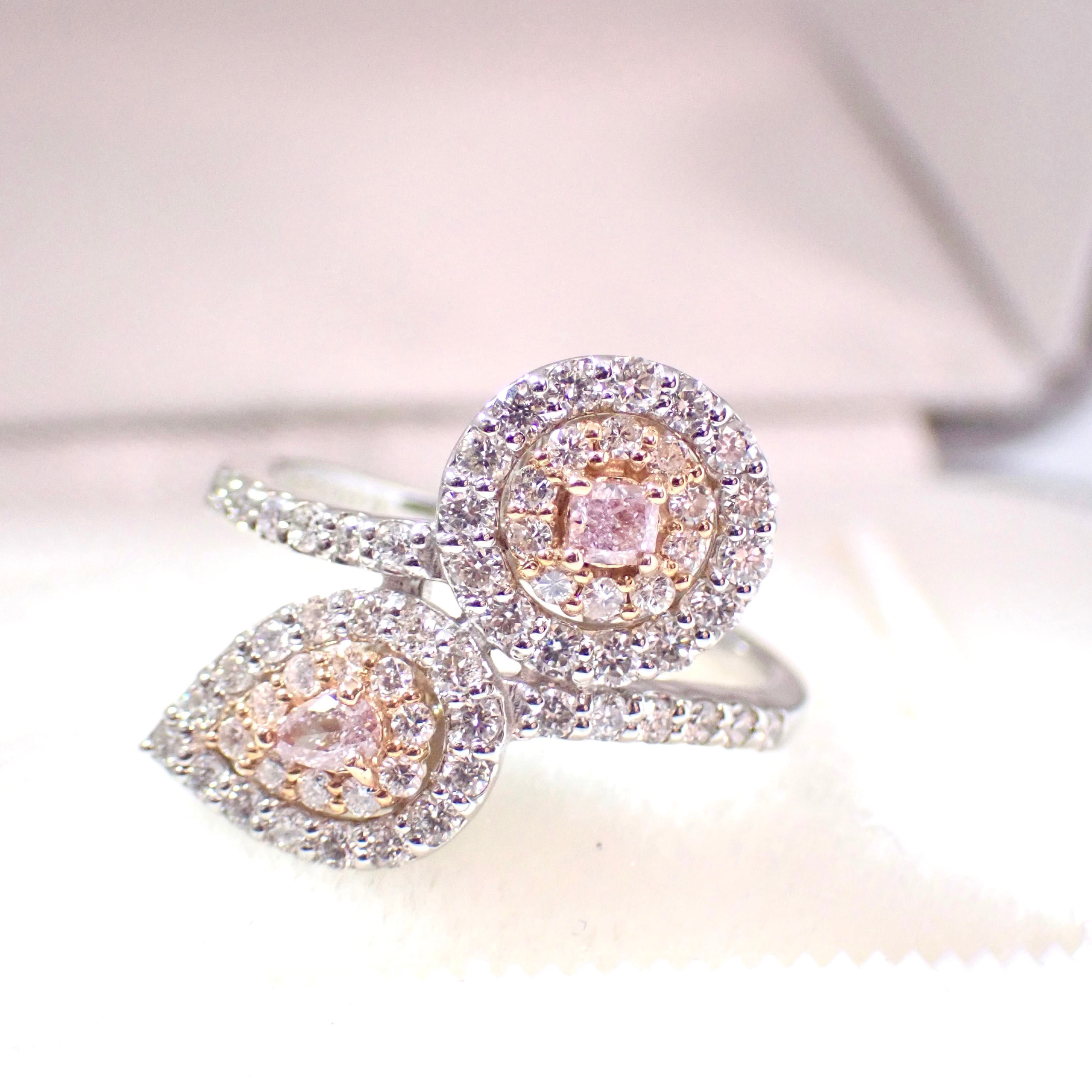 Made in Japan】Pt950 K18 Pink Diamond Ring in 0.062ct Fancy Light