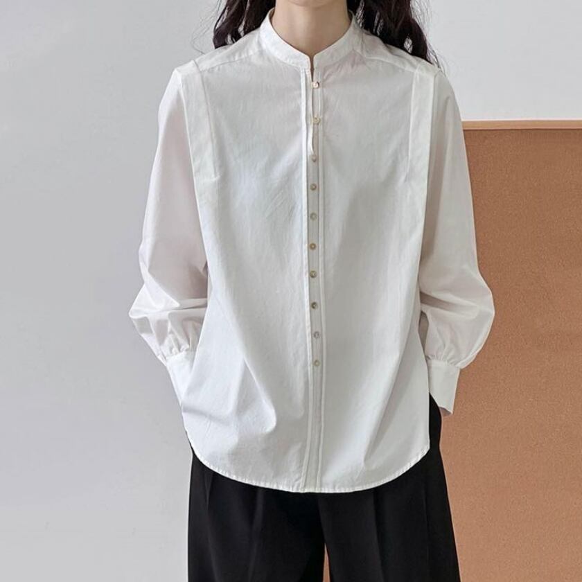 band collar designed long sleeve shirt m0275