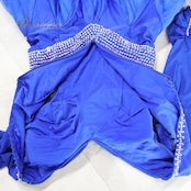 社交ダンス 衣装 スタンダード ドレス ワンピース 青 フリル レース ブルー系 パーティ 発表会 クロッチ ふわふわ スカート 可愛い デザイン エレガント 女性用 ダンス競技 おしゃれ イベント