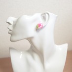 くるみボタンのピアス　#015JS桜と蝶々（ピンク）　Family Ties