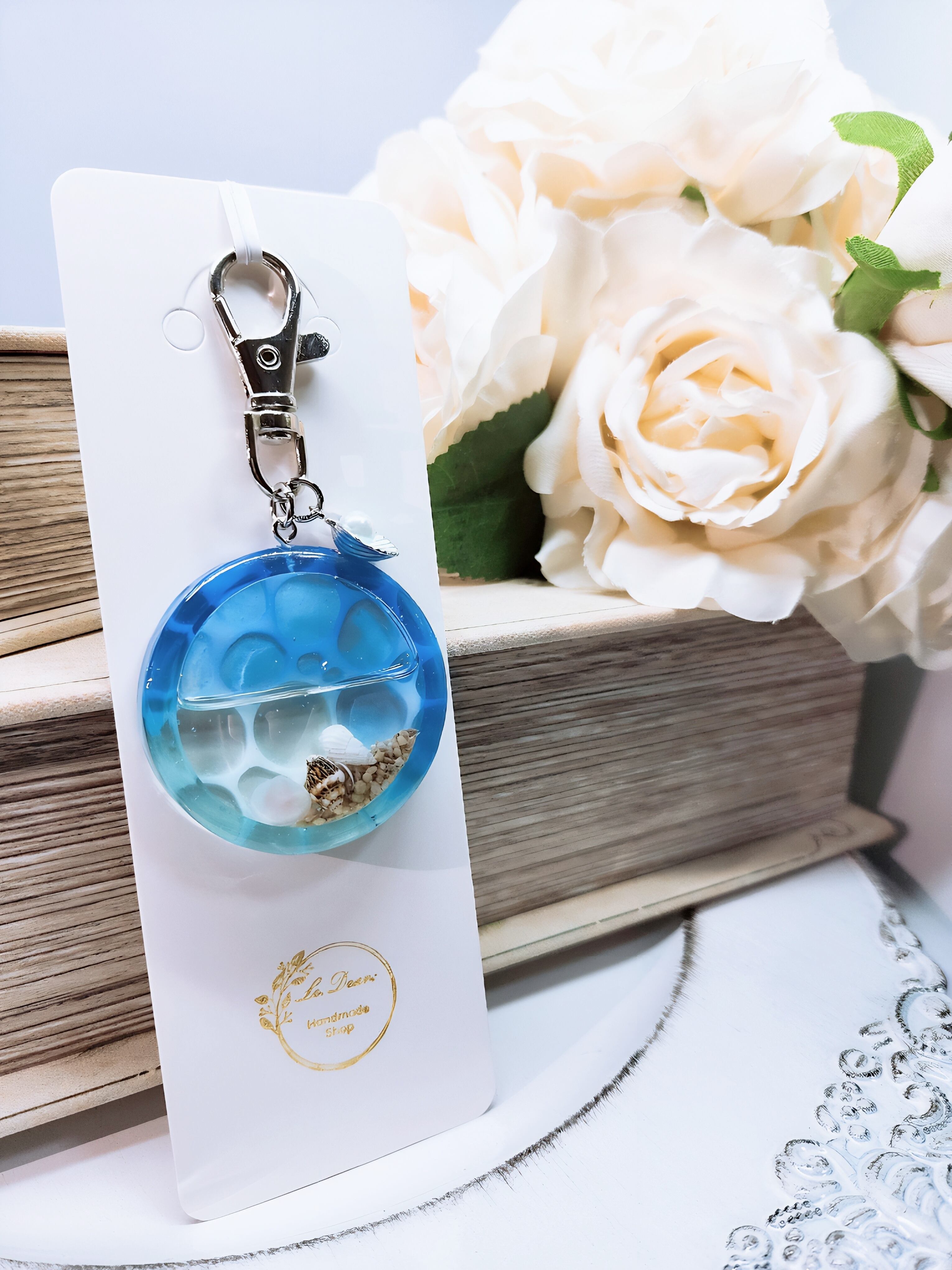 ハンドメイド】海 キーホルダー（#イニシャルキーホルダー 