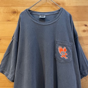 【COMFORT COLORS】ポケットTシャツ ワンポイントロゴ くすみカラー バックプリント XL ビッグサイズ US古着