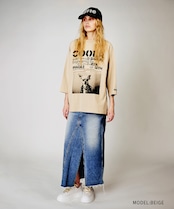 【先行販売】COOLA DOGGYフォトプリントラグランスリーブTシャツ (BEIGE) CQ-48024