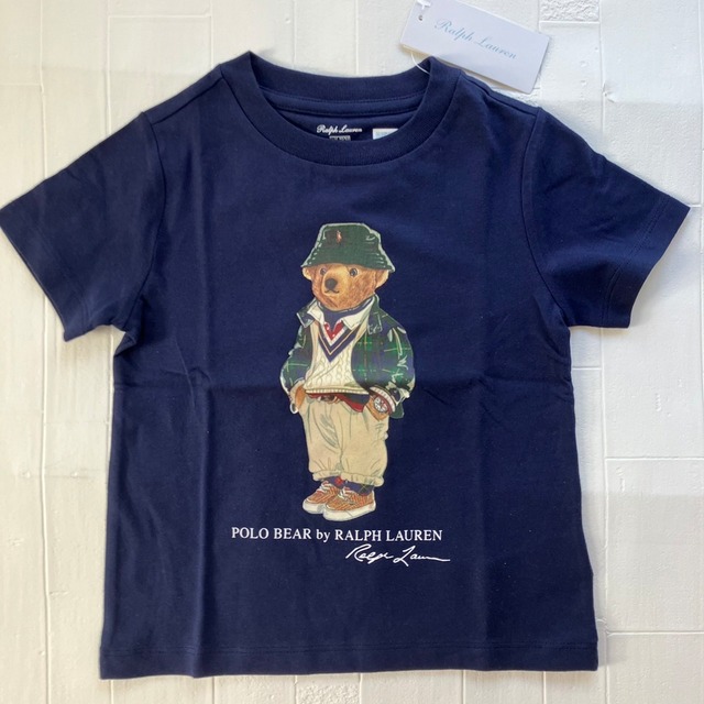 80/90cm 半袖　紺　グリーンハットベア　Tシャツ　ラルフローレン