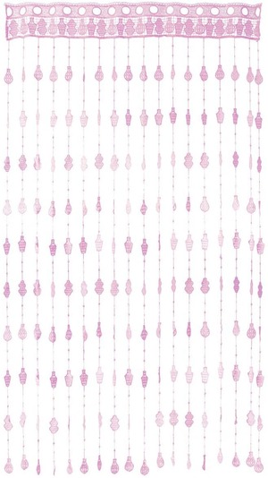 刺繍でできたかわいいアイコンが全体に散りばめられたまるで絵本の背景のようなレースカーテン 90×150cm ピンク 向こう側が透けて見えるので涼しげな印象 お部屋の雰囲気を明るく爽やかに仕上げてくれます エンヴェールヘルック(R)