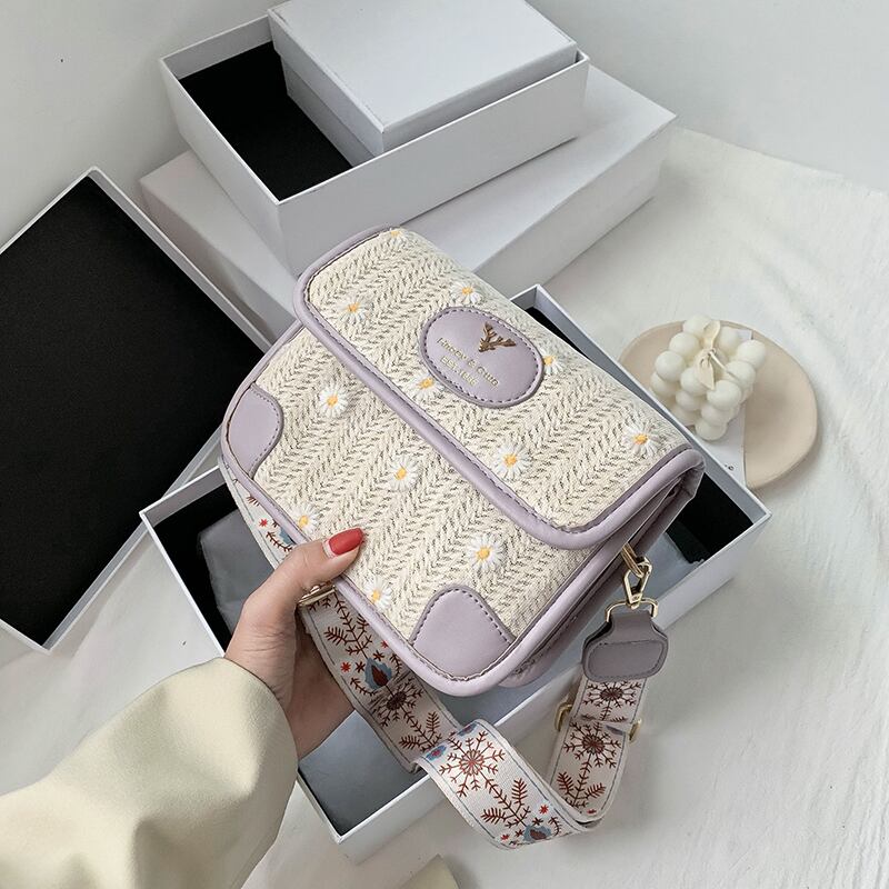 ネット赤い小さなバッグ女性のバッグ2020夏の新しいトレンディな野生のブロードバンドメッセンジャーバッグファッションストロー小さな正方形のバッグ Tiancai_Wing_Bag7146838